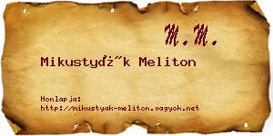 Mikustyák Meliton névjegykártya